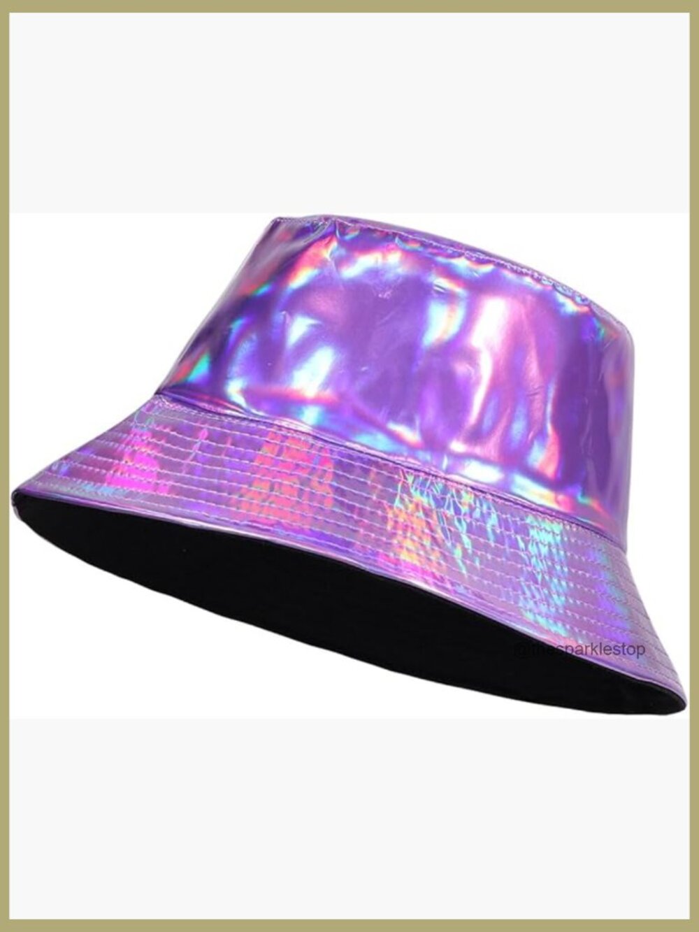 PU Leather Metallic Foldable Bucket Hat Sun Protection Waterproof